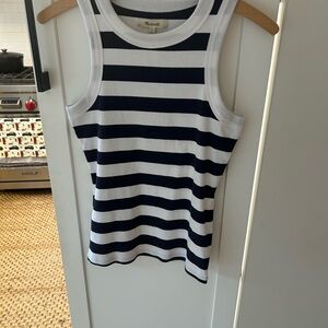 Madewell Navy and White Striped Tank Top
